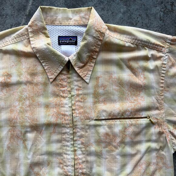 Patagonia Other - Patagonia Shirt Mens Small S Full Zip Organic Cotton Gingham Topo Map Graphic